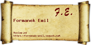Formanek Emil névjegykártya